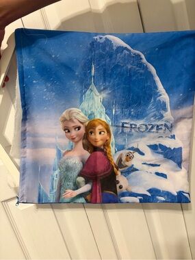 Disney Frozen Throw Pillow Cover featuring Elsa & Anna - Blue